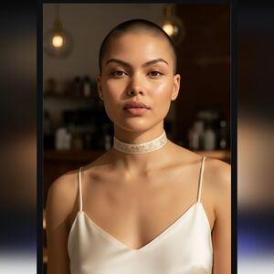 Gold Floral Embroidered Choker • Minimal Romantic • 1.5 cm Wide